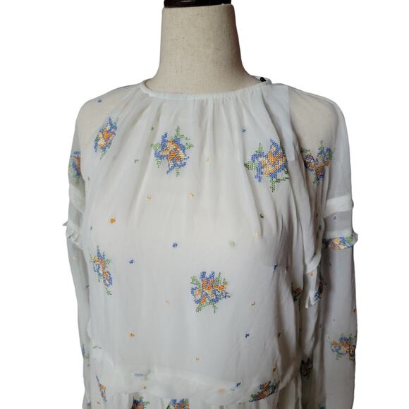 ASOS Lost Ink midi dress ruffle sleeve detail‎ and floral embroidery size 12 NWT - Picture 6 of 7